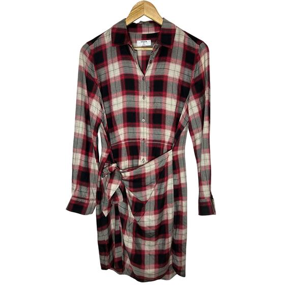 Untuckit Plaid Rachel Wrap Dress Red‎ & Black Plaid Womans 6 - Picture 3 of 14